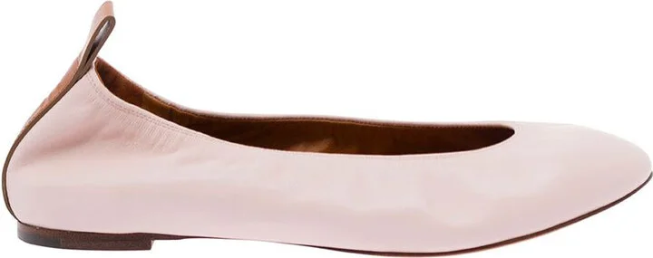 Pink Ballet Flats In Leather Woman