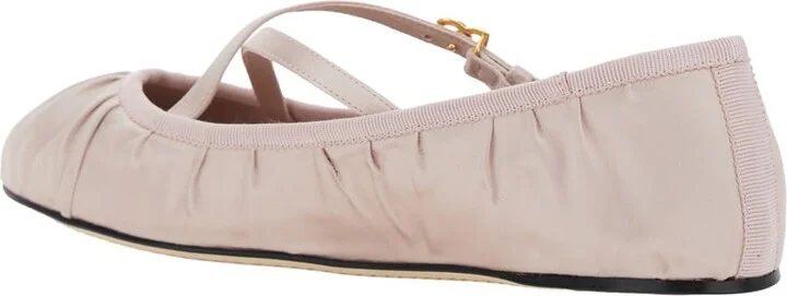 Pink Ballet Flats With Metallic Dg Logo Plaque In Fabric Woman - Image 3