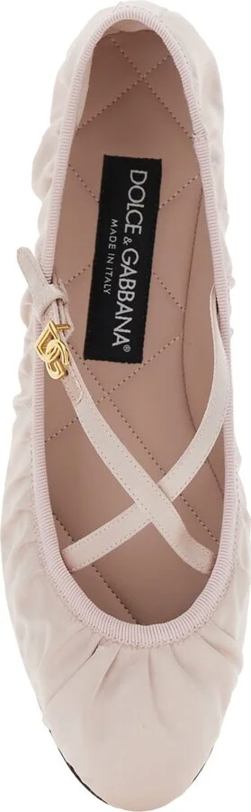 Pink Ballet Flats With Metallic Dg Logo Plaque In Fabric Woman - Image 4