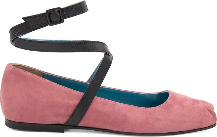 Pink / Black Birba Flat Ankle Cameo Tiff/Black