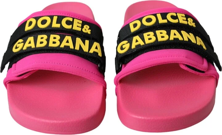 Pink Black Logo Beachwear Flats Sandals Women's Shoes - Image 2