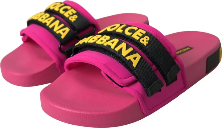 Pink Black Logo Beachwear Flats Sandals Women's Shoes - Image 3