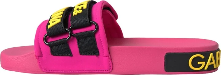 Pink Black Logo Beachwear Flats Sandals Women's Shoes - Image 5
