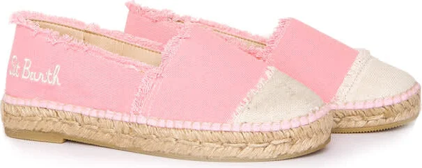 Pink Canvas Espadrillas With Embroidery