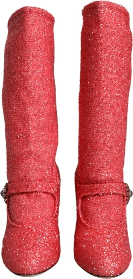 Pink Crystal Lurex Fantasy High Boots Women's Shoes - Image 2