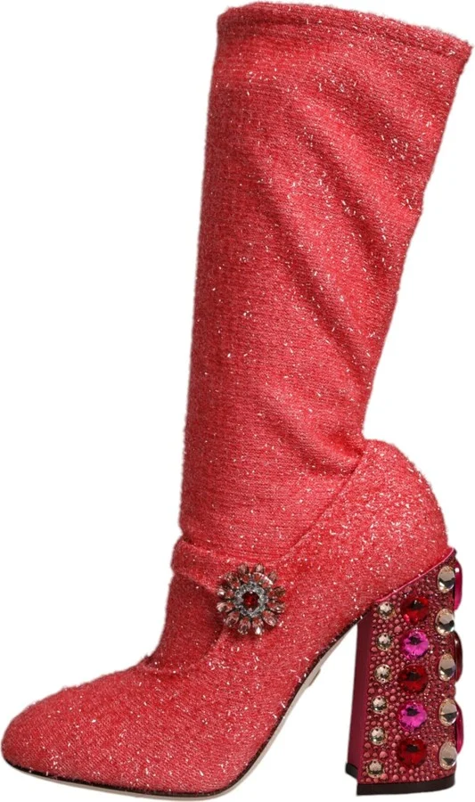Pink Crystal Lurex Fantasy High Boots Women's Shoes - Image 5