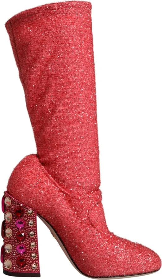 Pink Crystal Lurex Fantasy High Boots Women's Shoes