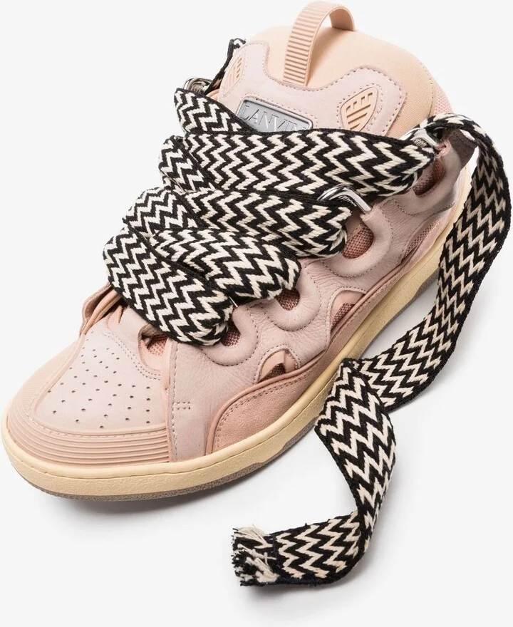 Pink Curb Leather Sneakers - Image 2