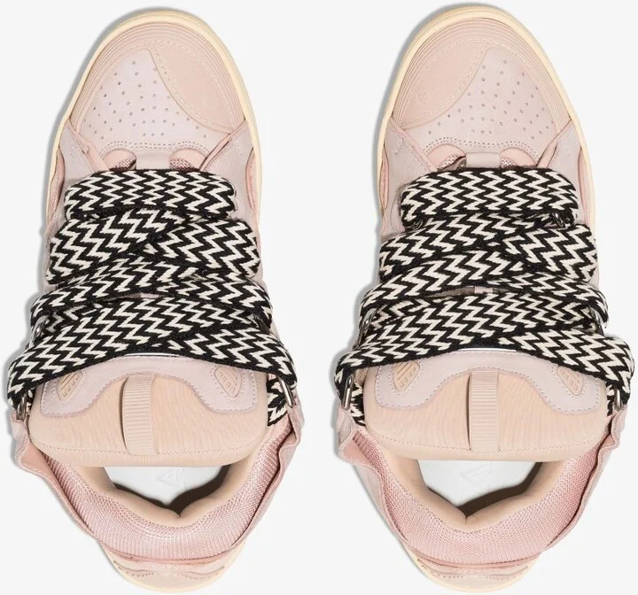Pink Curb Leather Sneakers - Image 4