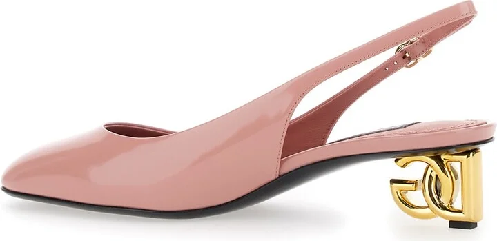 Pink Décolleté With Dg Logo On The Heel In Shiny Leather Woman - Image 3