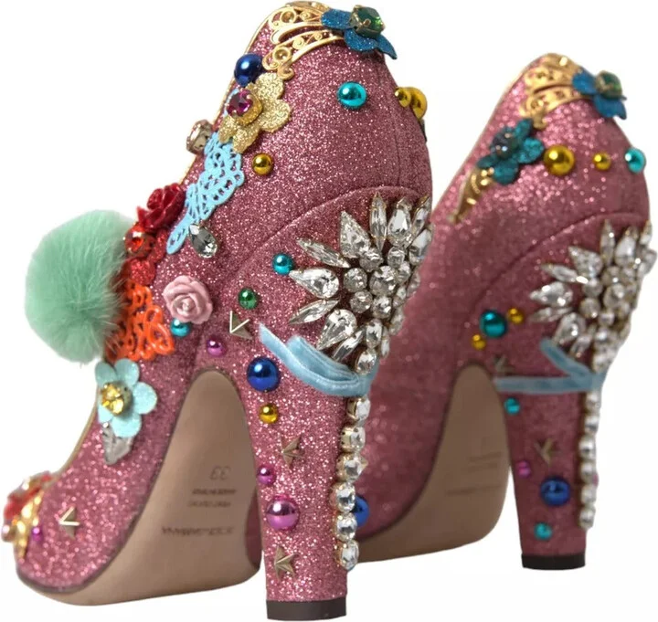 Pink Embellished Fur Mary Jane Pumps Women's Shoes (Pre-Owned) - Image 3