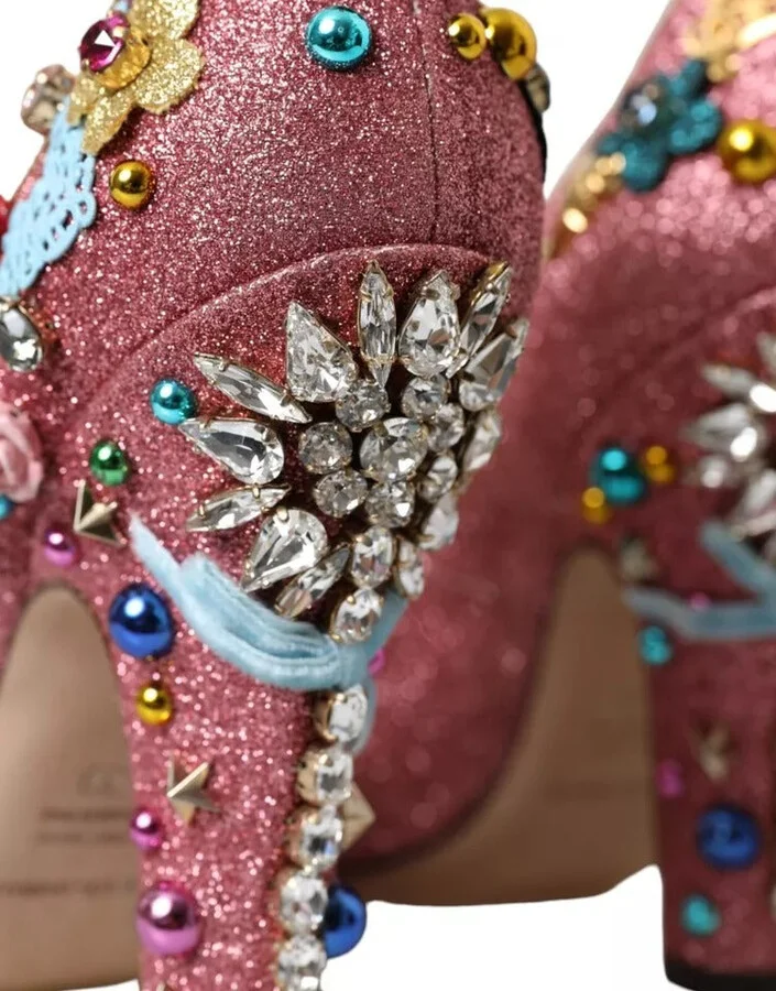 Pink Embellished Fur Mary Jane Pumps Women's Shoes (Pre-Owned) - Image 4