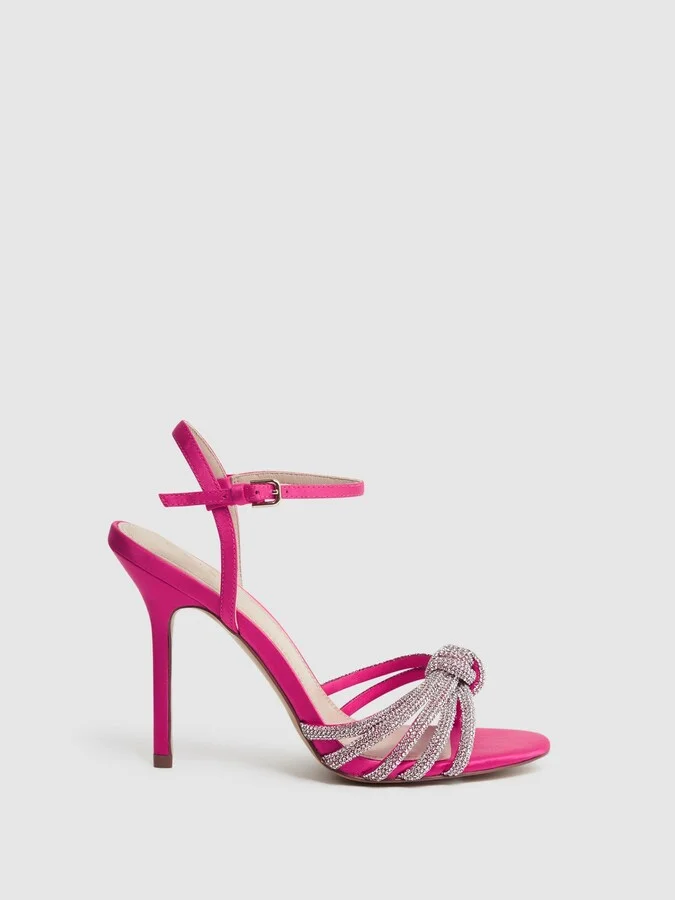 Pink Embellished Heeled Sandals