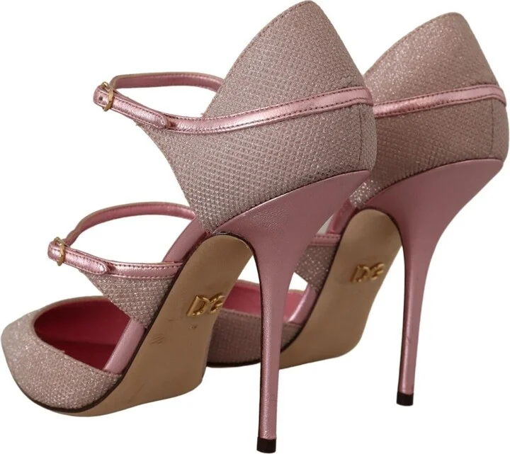 Pink Glittered Strappy Sandals Mary Jane Women's Shoes - Image 4