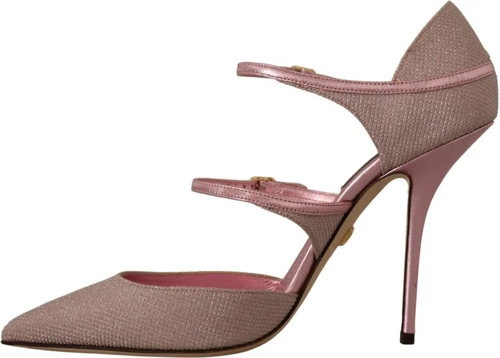 Pink Glittered Strappy Sandals Mary Jane Women's Shoes - Image 5