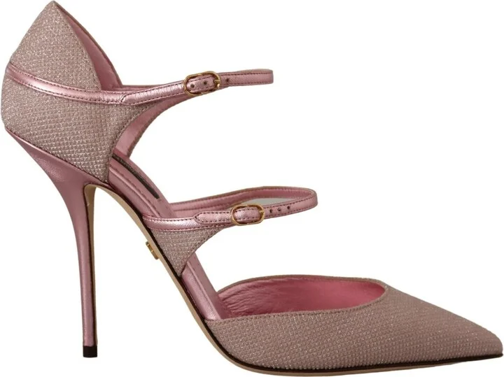 Pink Glittered Strappy Sandals Mary Jane Women's Shoes