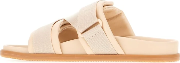 Pink Leather And Fabric Sandals - Image 3