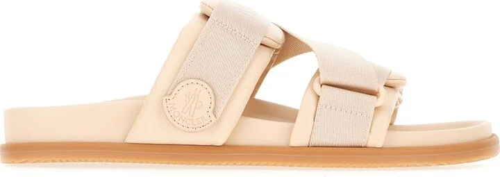 Pink Leather And Fabric Sandals