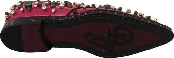 Pink Leather Crystals Dress Broque Women's Shoes - Image 2