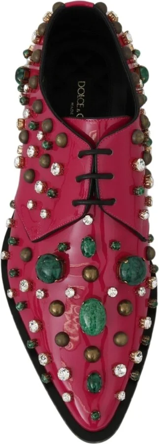 Pink Leather Crystals Dress Broque Women's Shoes - Image 3