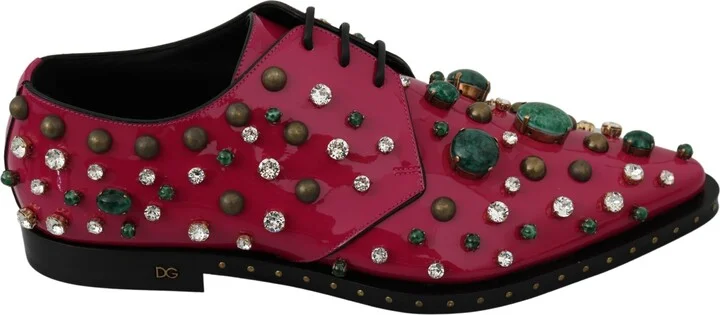 Pink Leather Crystals Dress Broque Women's Shoes