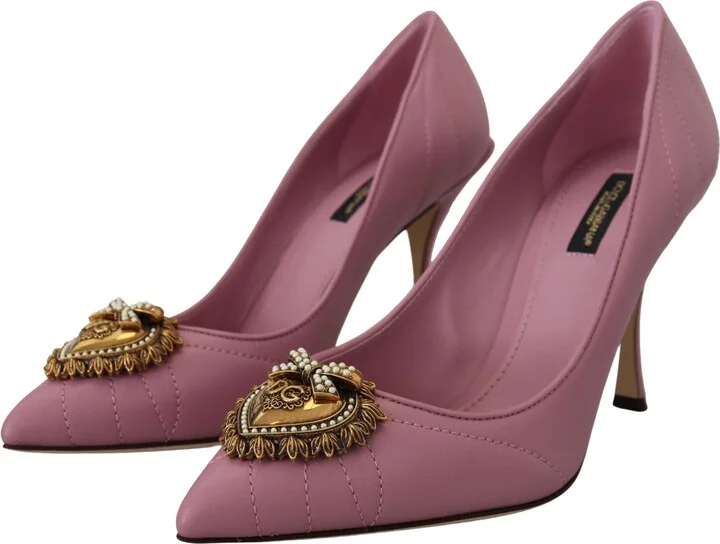 Pink Leather Heart DEVOTION Heels Pumps Women's Shoes - Image 2