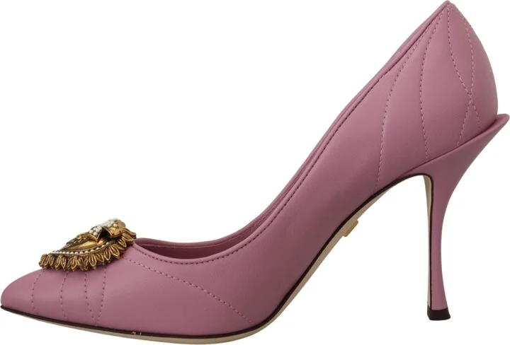 Pink Leather Heart DEVOTION Heels Pumps Women's Shoes - Image 4