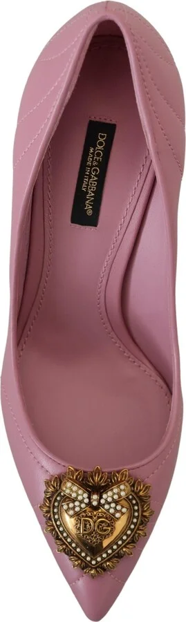 Pink Leather Heart DEVOTION Heels Pumps Women's Shoes - Image 6