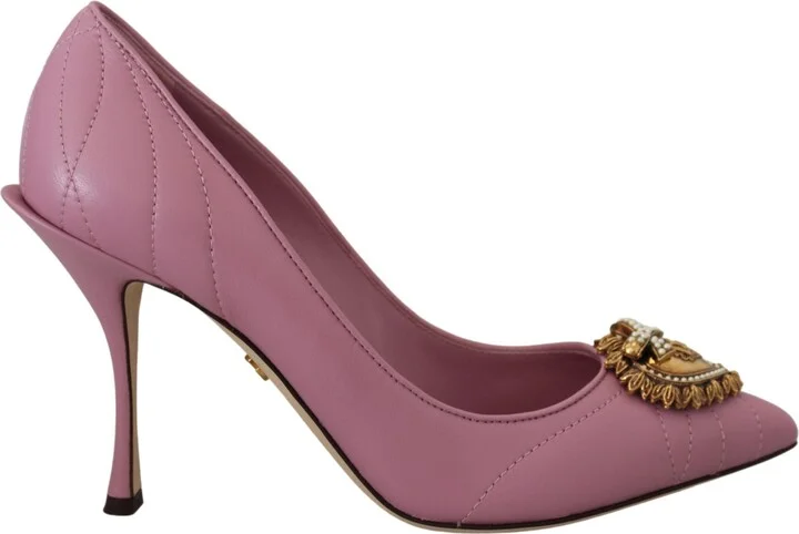 Pink Leather Heart DEVOTION Heels Pumps Women's Shoes