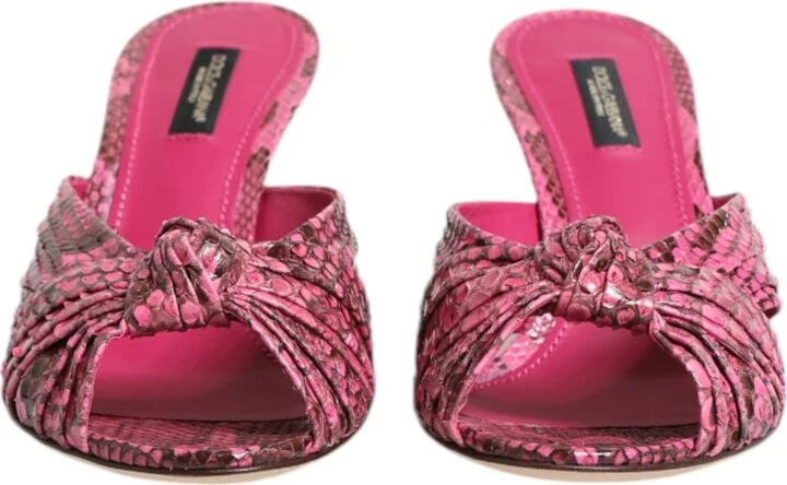 Pink Leather Heels Slides Sandals Women's Shoes - Image 2