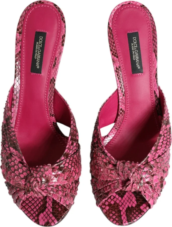 Pink Leather Heels Slides Sandals Women's Shoes - Image 3