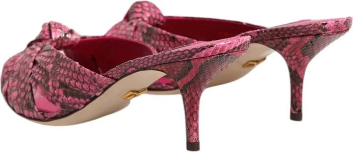 Pink Leather Heels Slides Sandals Women's Shoes - Image 5