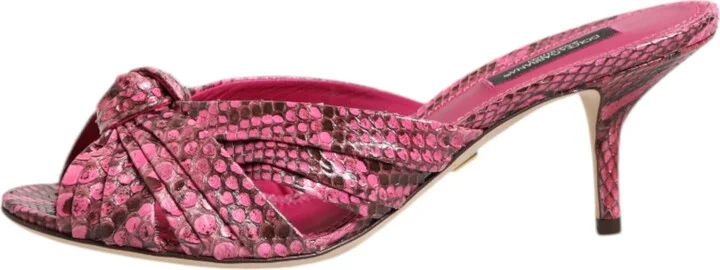 Pink Leather Heels Slides Sandals Women's Shoes - Image 6