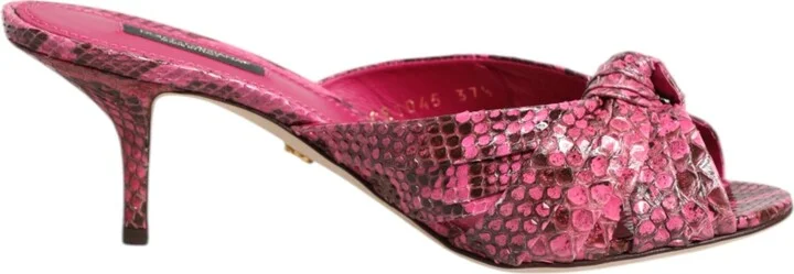Pink Leather Heels Slides Sandals Women's Shoes
