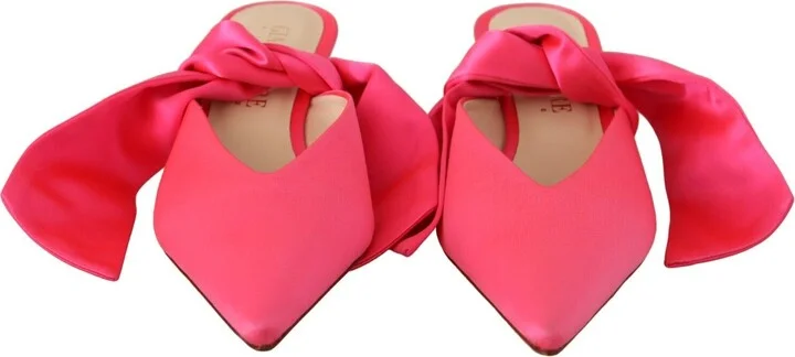Pink Leather Lace Up Kitten Heels Pumps Women's Shoes - Image 2