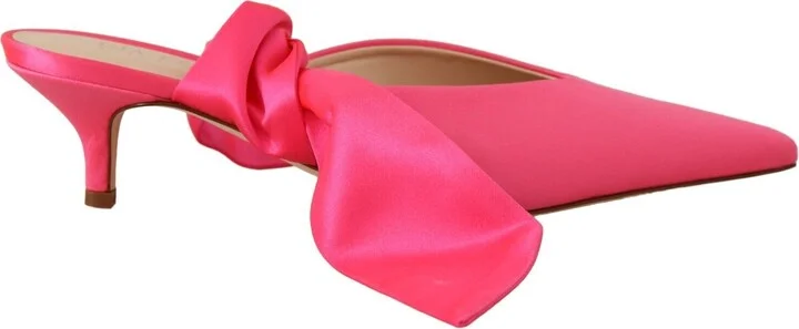 Pink Leather Lace Up Kitten Heels Pumps Women's Shoes - Image 5