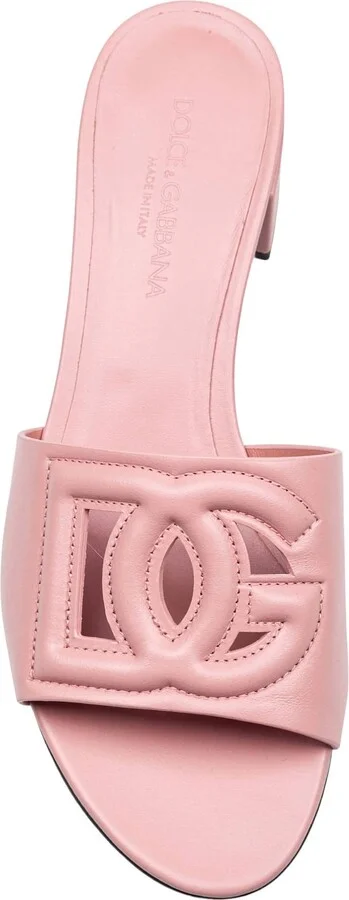 Pink Leather Mule With Dg Logo - Image 3