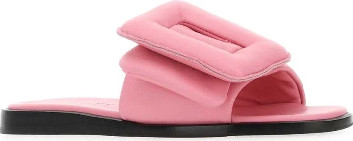 Pink Leather Puffy Slippers - Image 2
