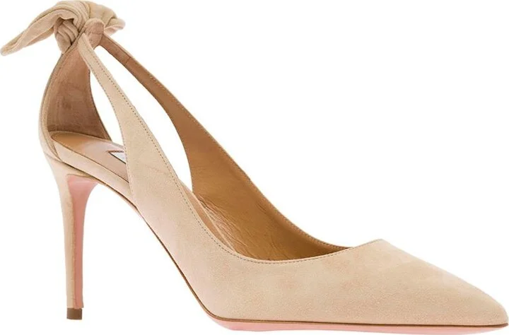 Pink Leather Pumps With Bow Detail - Image 2
