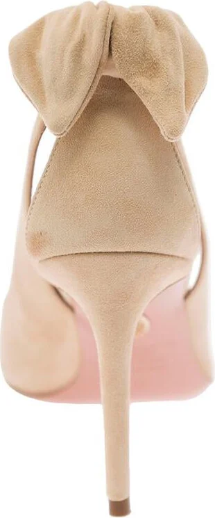 Pink Leather Pumps With Bow Detail - Image 3
