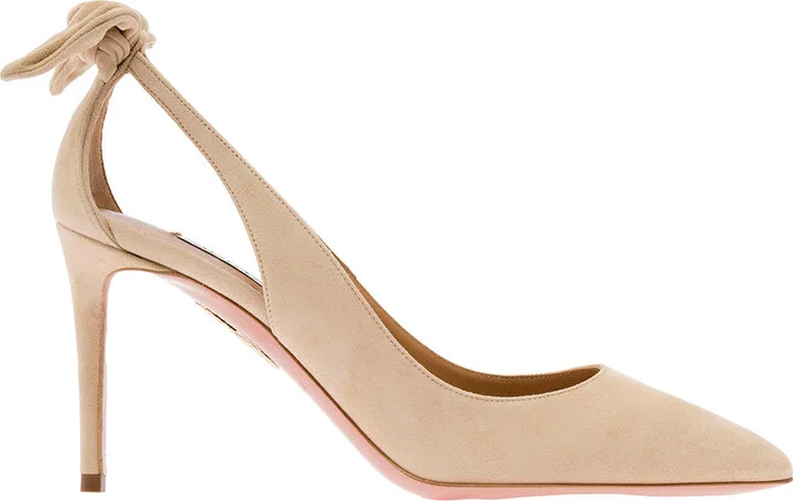 Pink Leather Pumps With Bow Detail - Image 4