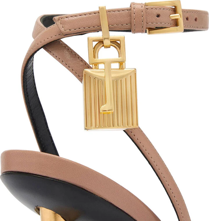 Pink Leather Sandals With Padlock Detail Tom Ford Woman - Image 4