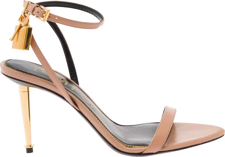 Pink Leather Sandals With Padlock Detail Tom Ford Woman
