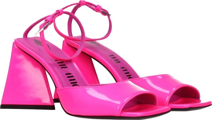 Pink Leather Stiletto Heels Women's Sandals - Image 2