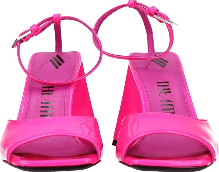 Pink Leather Stiletto Heels Women's Sandals - Image 3