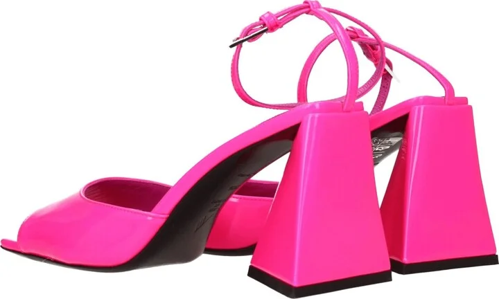 Pink Leather Stiletto Heels Women's Sandals - Image 4
