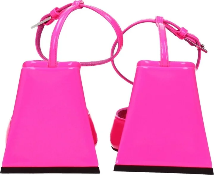 Pink Leather Stiletto Heels Women's Sandals - Image 5