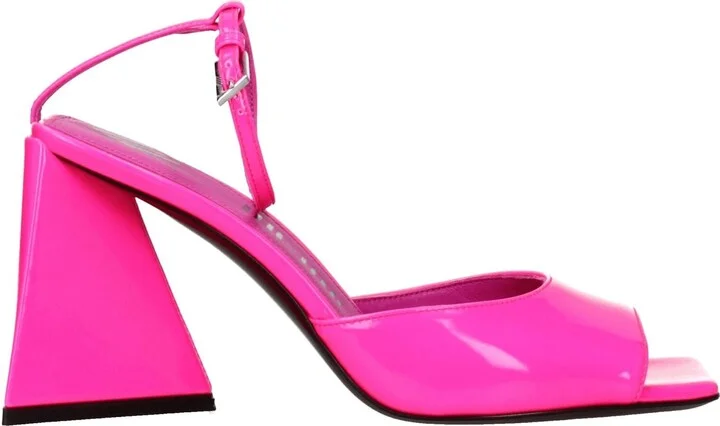 Pink Leather Stiletto Heels Women's Sandals