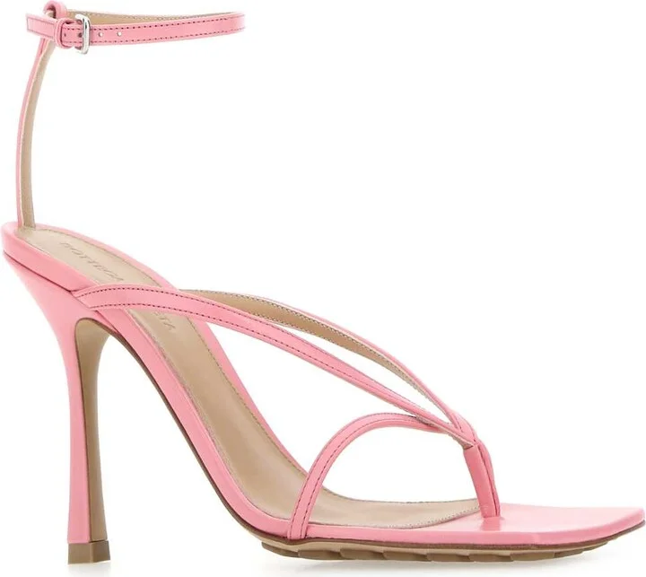 Pink Leather Stretch Sandals - Image 2