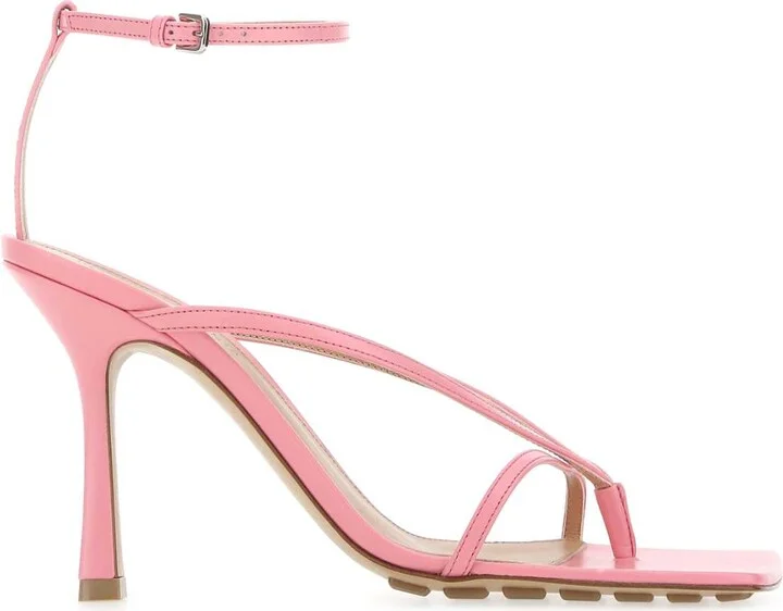 Pink Leather Stretch Sandals